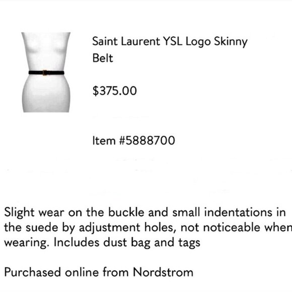 Saint LaurenYSL Cassandre Skinny Monogram Leather Belt